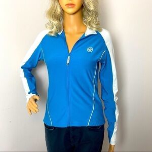 Canari Biking light weight Jacket Zip Up Back Zip pocket Blue White S